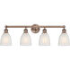 Brookfield 4 Light 32.75 inch Antique Copper Bath Vanity Light Wall Light in White