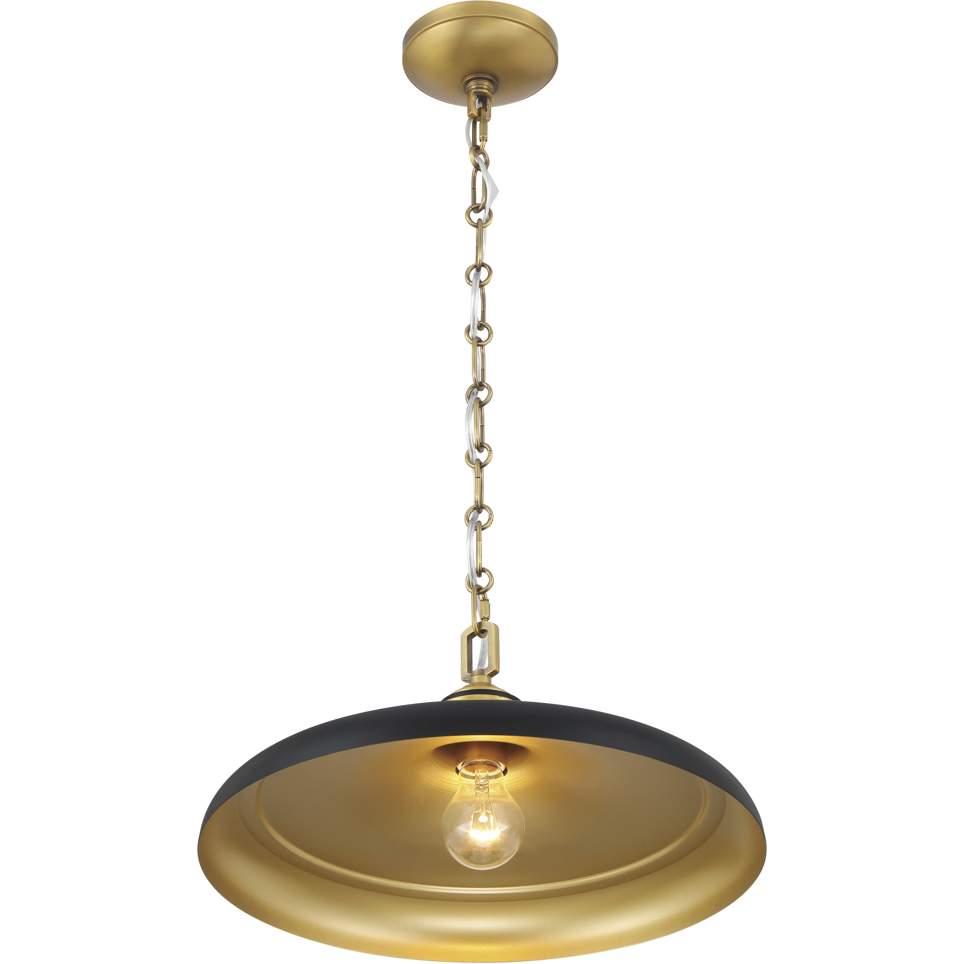 Crowne 1 Light 16 inch Legacy Brass and Dark Matte Black Pendant Ceiling Light