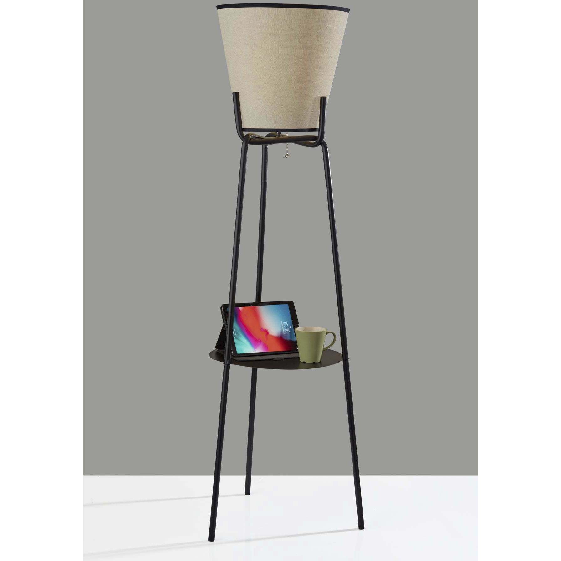 Zeek 63 inch 150.00 watt Black Shelf Floor Lamp Portable Light