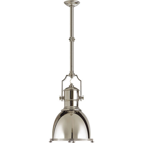 Chapman & Myers Country Industrial 1 Light 14 inch Polished Nickel Pendant Ceiling Light, Small