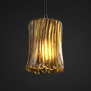 Veneto Luce 1 Light 5 inch Dark Bronze Pendant Ceiling Light in Amber (Veneto Luce), Cylinder with Rippled Rim