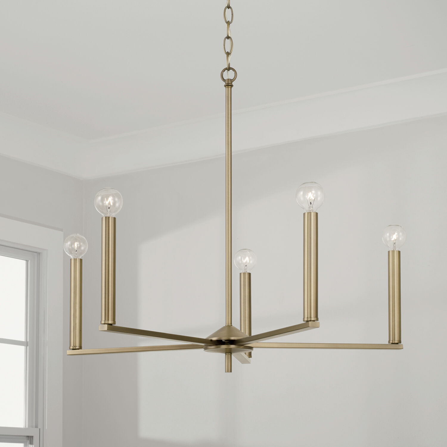 Portman 5 Light 27.75 inch Aged Brass Chandelier Ceiling Light