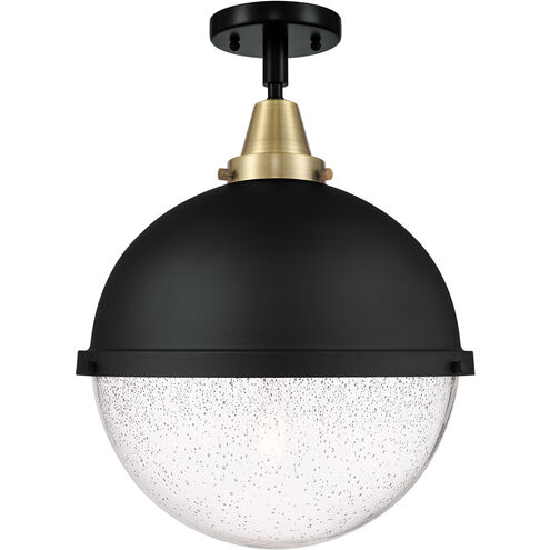Franklin Restoration Hampden LED 12.88 inch Black Antique Brass Flush Mount Ceiling Light in Seedy Glass