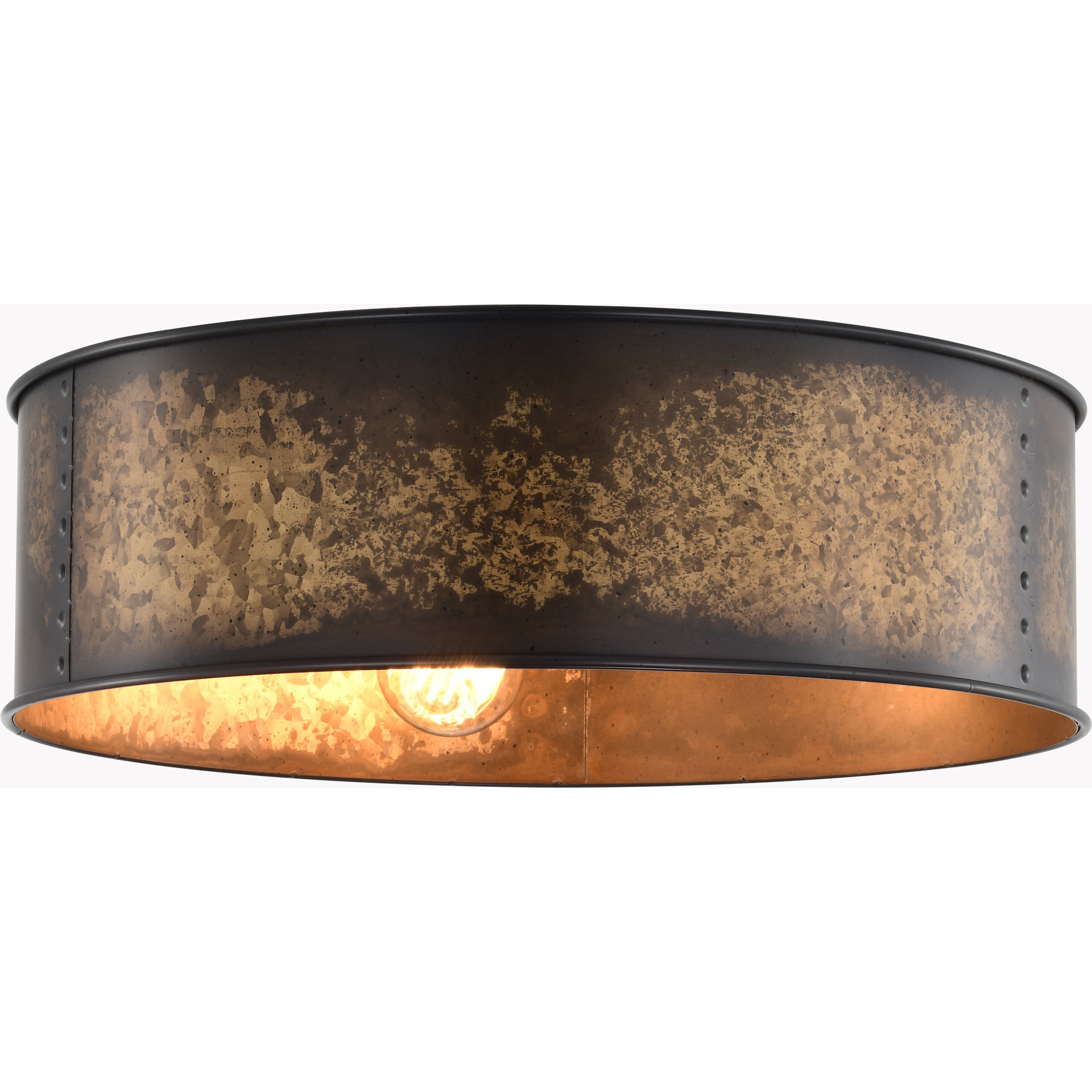 Kettle 3 Light 17 inch Weathered Brass Flush Mount Ceiling Light