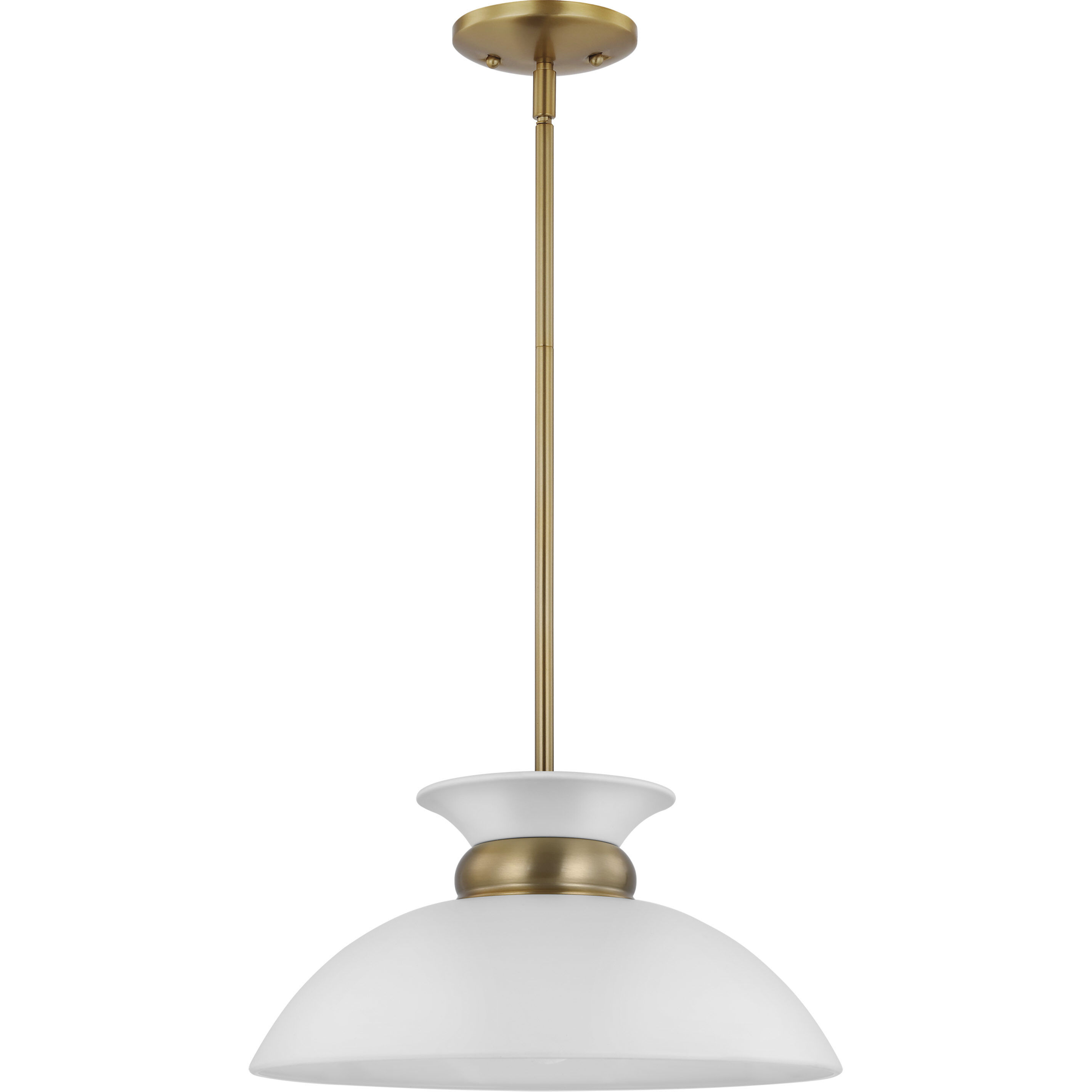 Perkins 1 Light 15 inch Matte White/Burnished Brass Pendant Ceiling Light