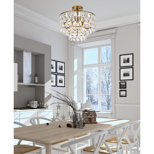 Mila 3 Light 16 inch Brass Flush Mount Ceiling Light