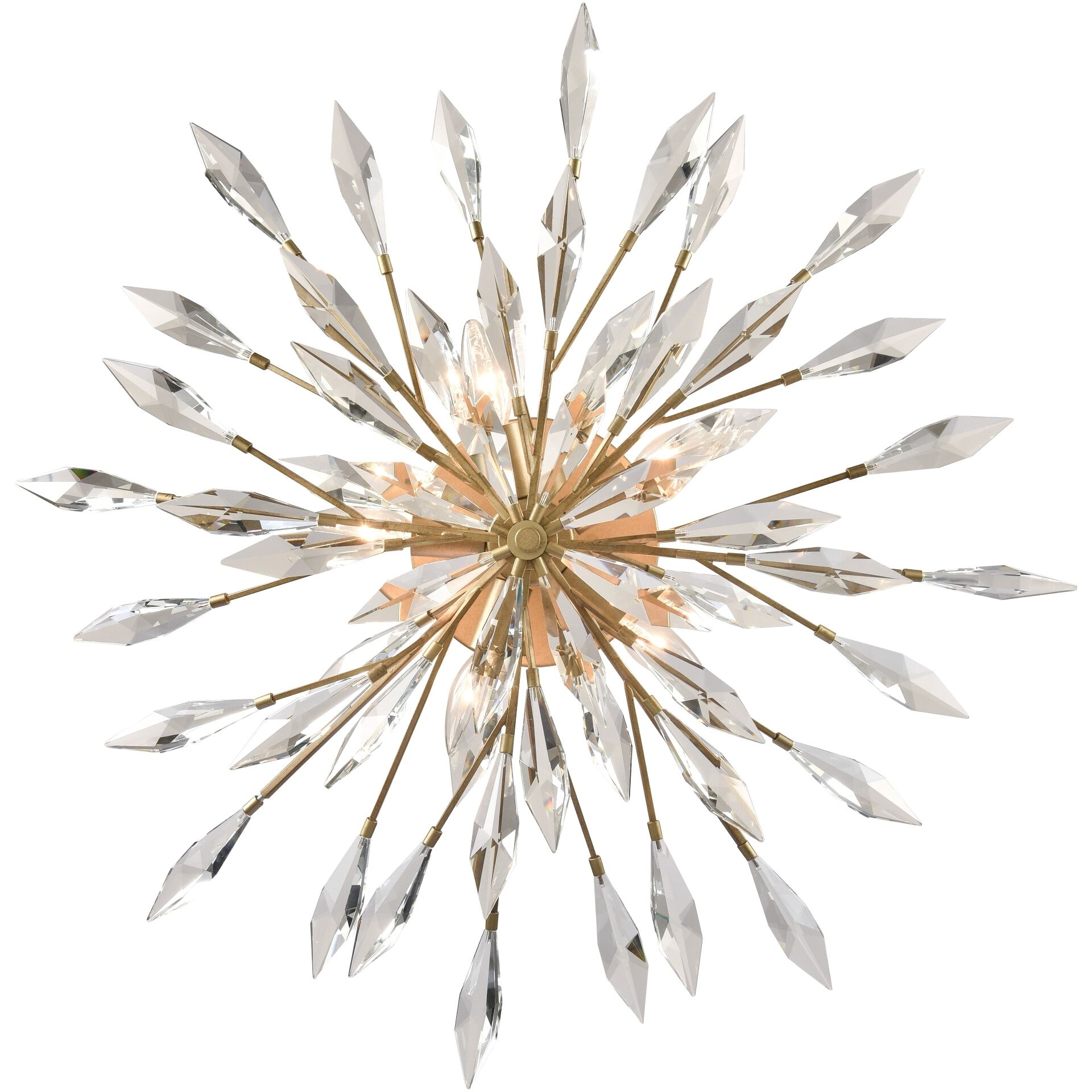 Crystal Fusion 5 Light 28 inch Peruvian Gold Semi Flush Ceiling Light