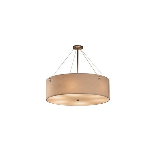 Textile LED 48 inch Drum Pendant Ceiling Light in Pair of Square with Points, Brushed Nickel, Cream, 5600 Lm LED