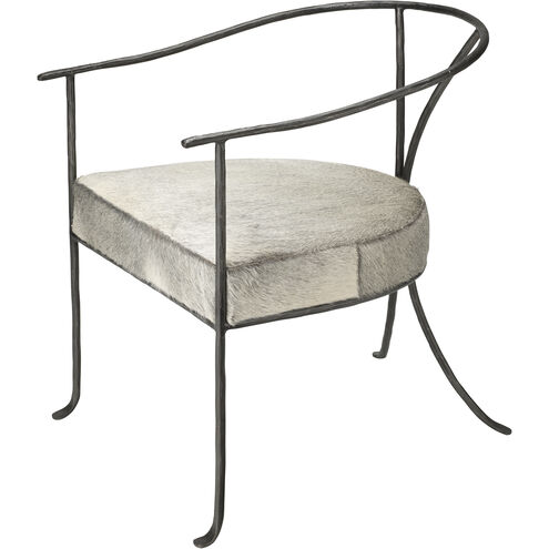 Kai Grey Hide & Black Hand Forged Iron Chair