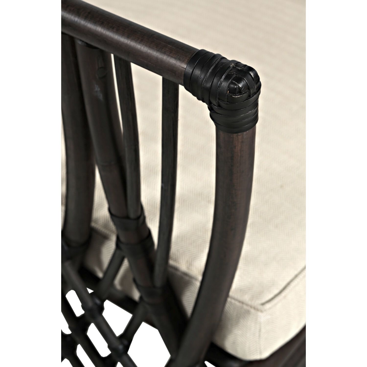 Asher Beige Linen / Black Leather / Black Rattan Dining Chair