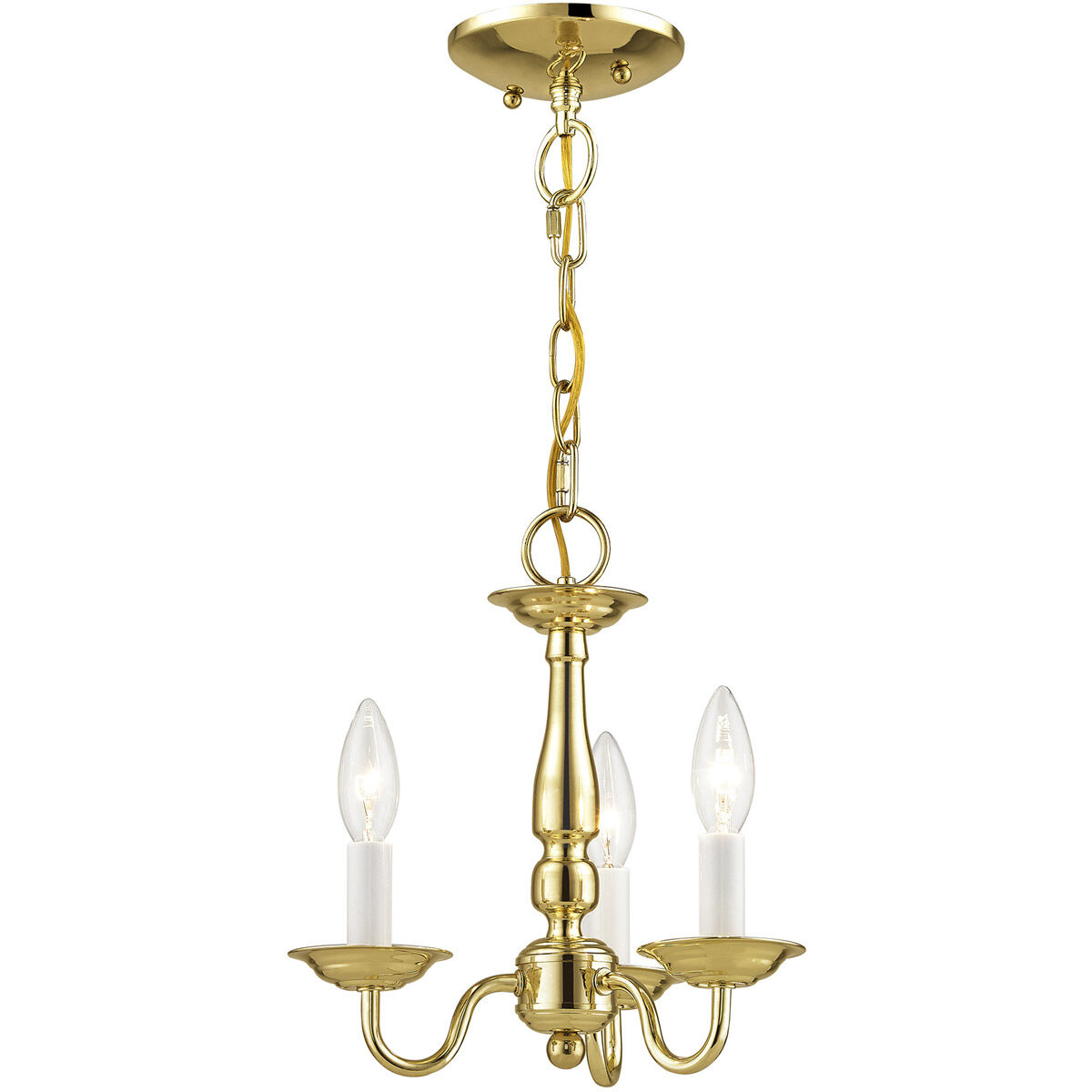 Williamsburgh 3 Light 11 inch Polished Brass Convertible Mini Chandelier/Ceiling Mount Ceiling Light