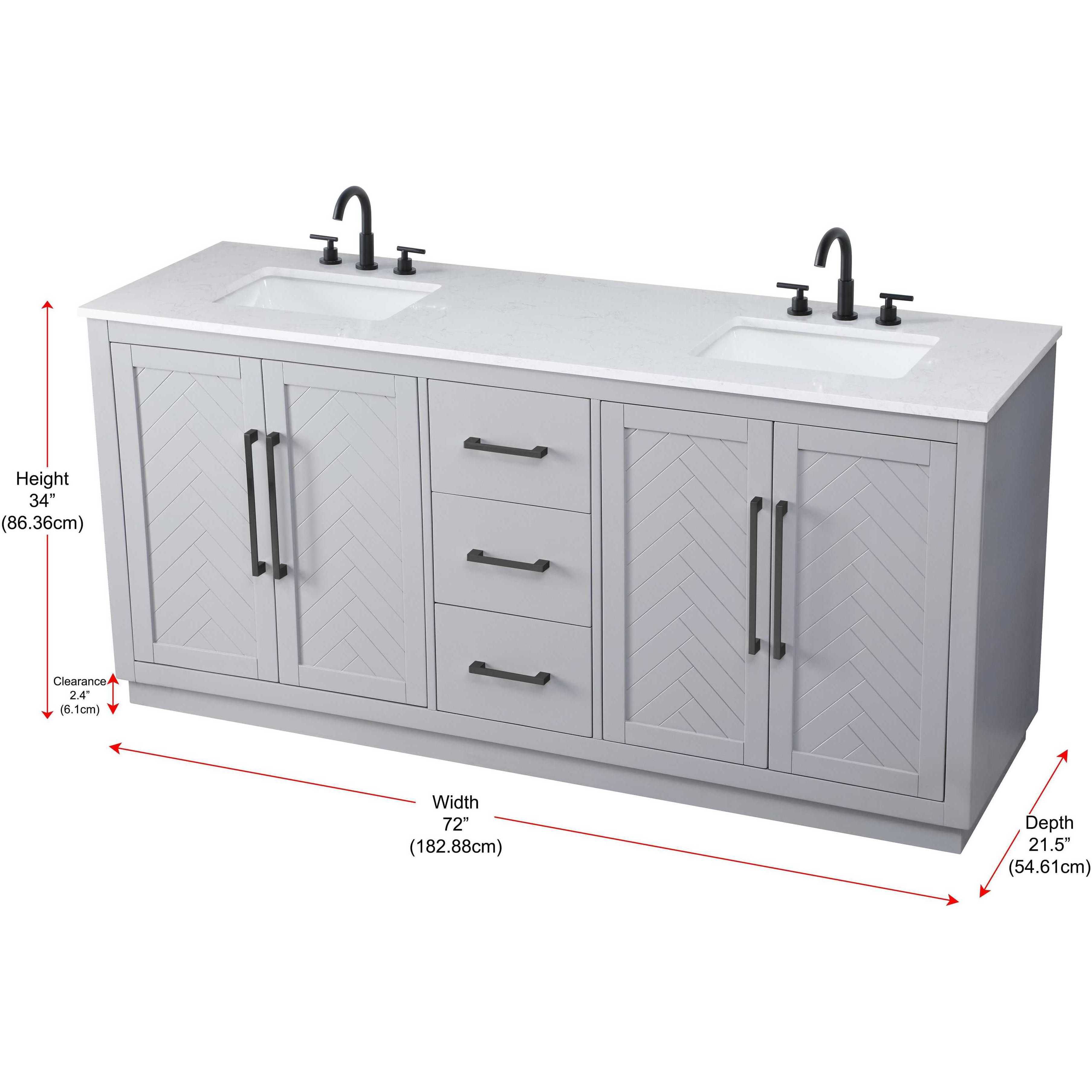 Chase 72 X 34 inch Grey Bathroom Vanity Cabinet