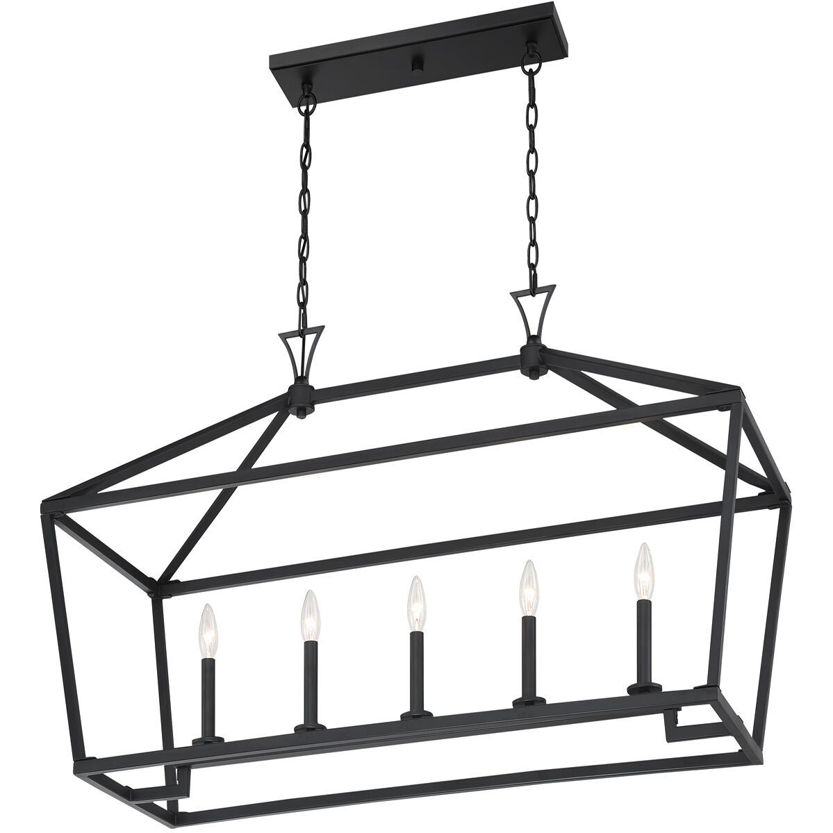 Townsend 5 Light 44 inch Matte Black Linear Chandelier Ceiling Light, Essentials