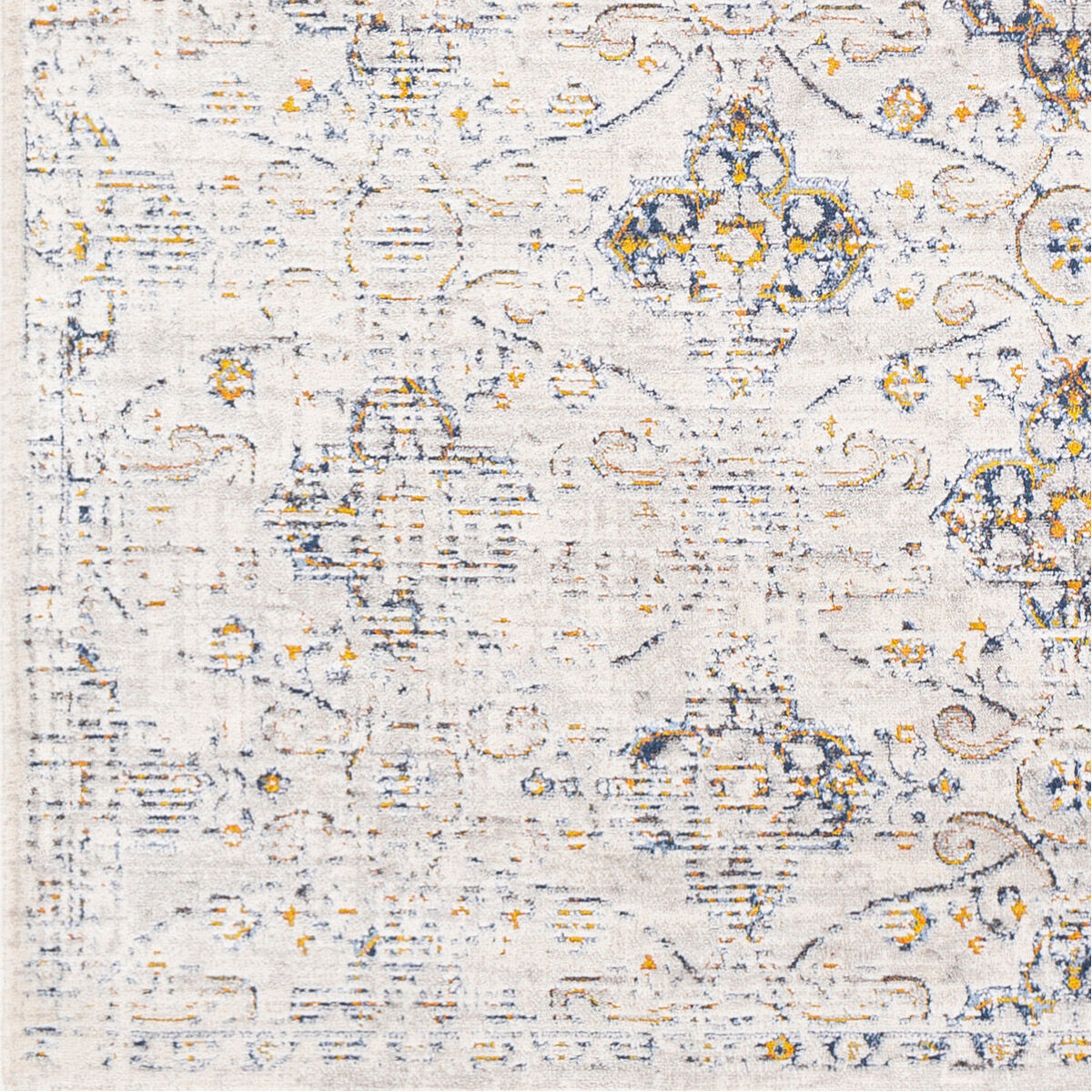 Porto 35 X 24 inch White/Light Gray/Dark Blue/Denim/Mustard Rugs, Rectangle