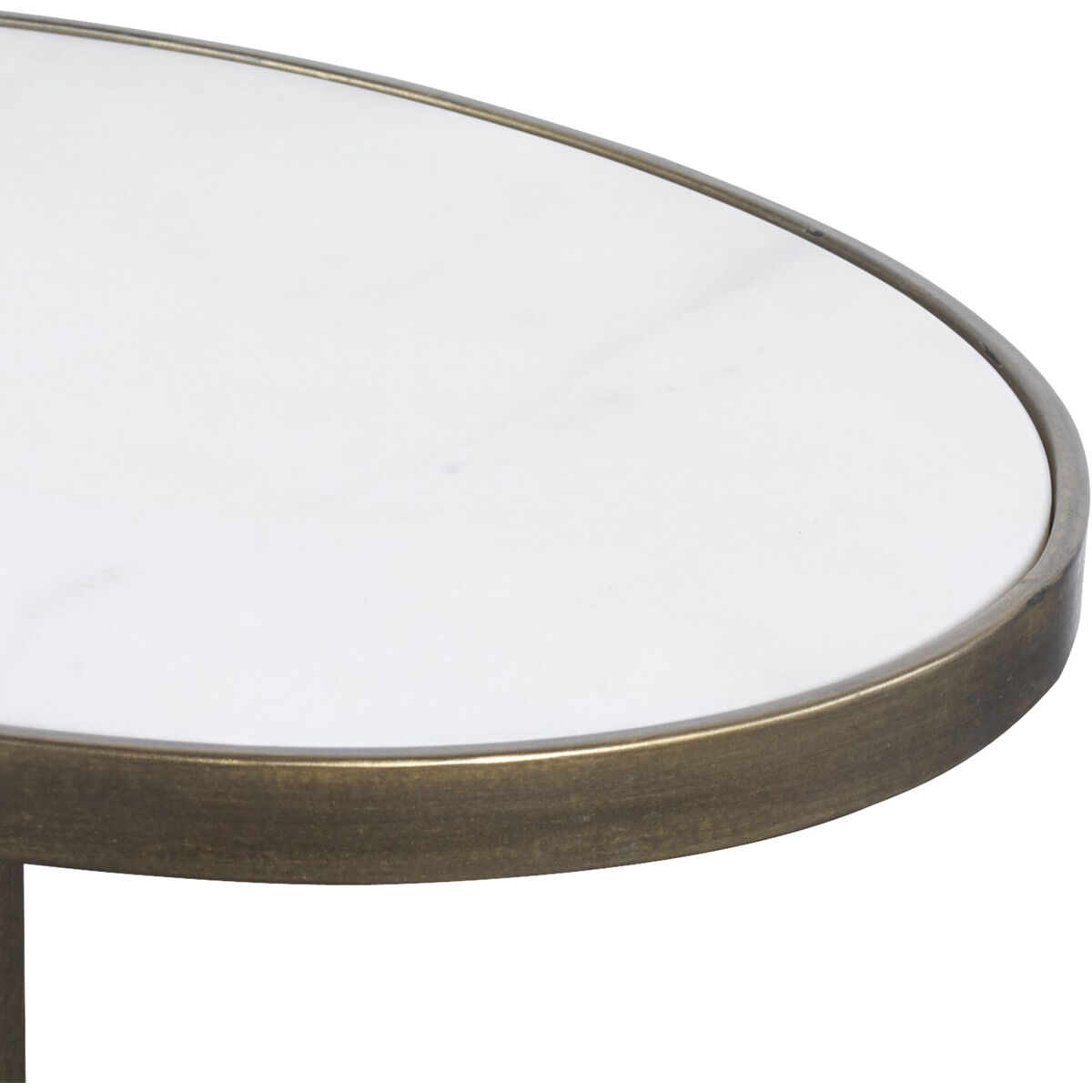 Jessenia 23 X 18 inch White Marble and Antiqued Brushed Gold Accent Table