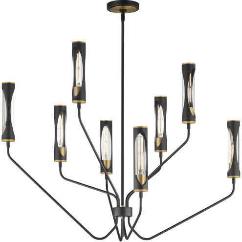 Regent LED 40 inch Black and Antique Brass Multi-Tier Chandelier Ceiling Light