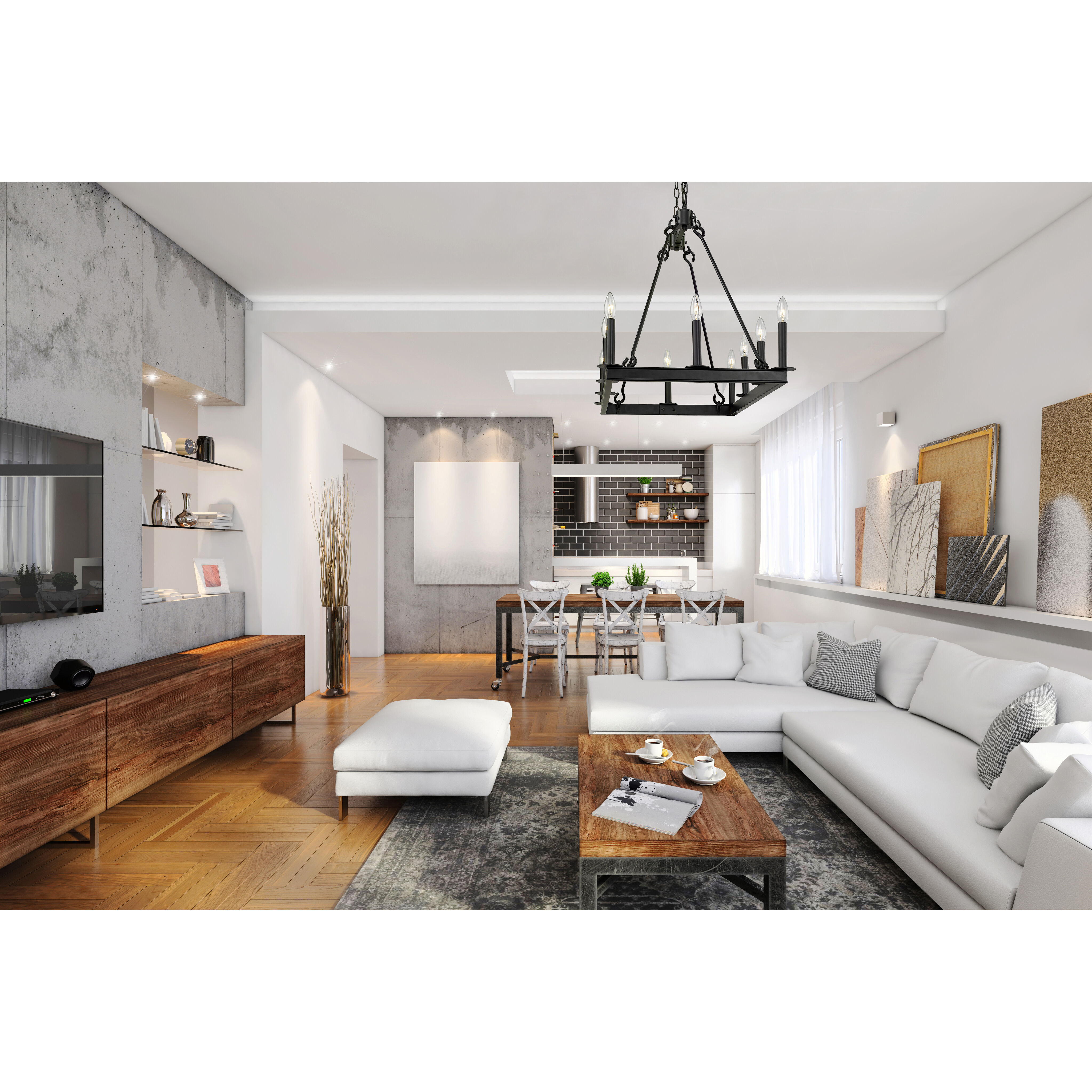 Barclay 10 Light 34 inch Matte Black Linear Chandelier Ceiling Light