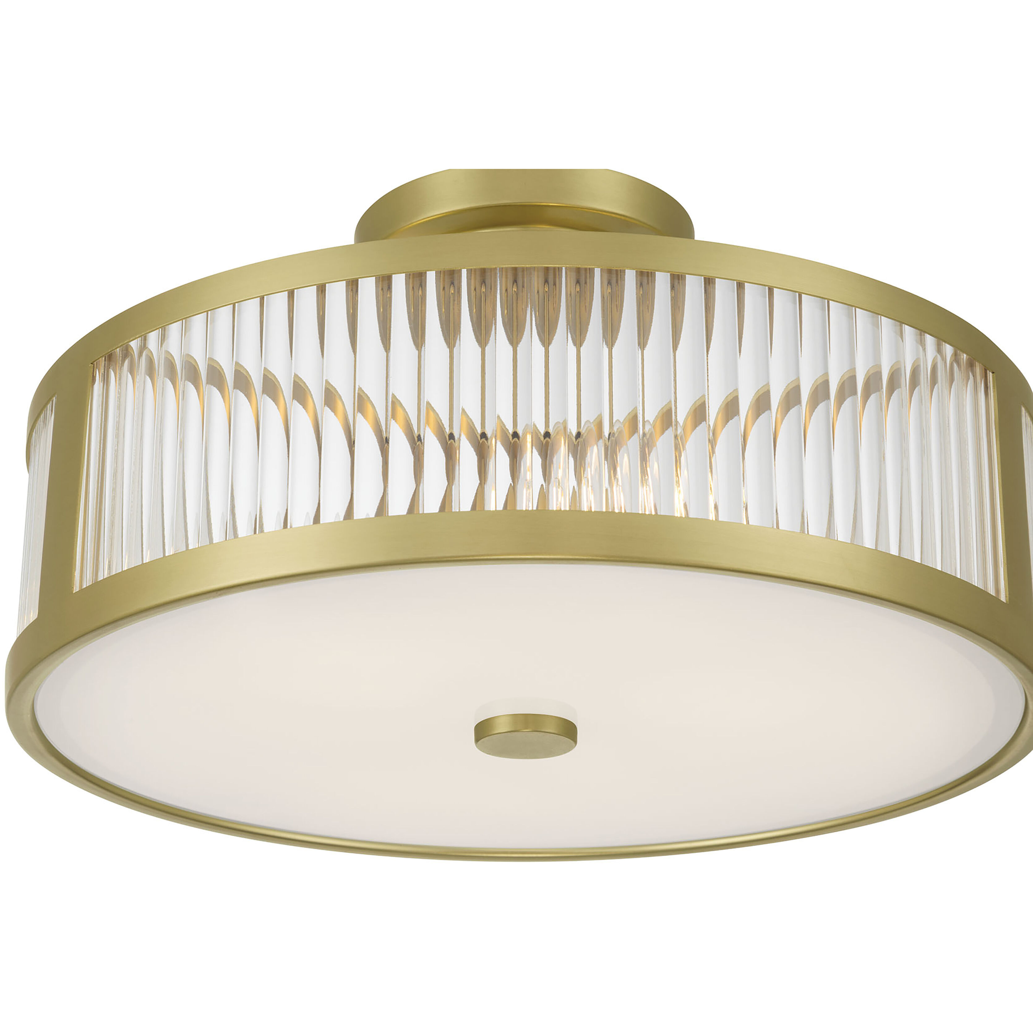 Ardezia 3 Light 15.75 inch Vintage Brass Semi-Flush Mount Ceiling Light