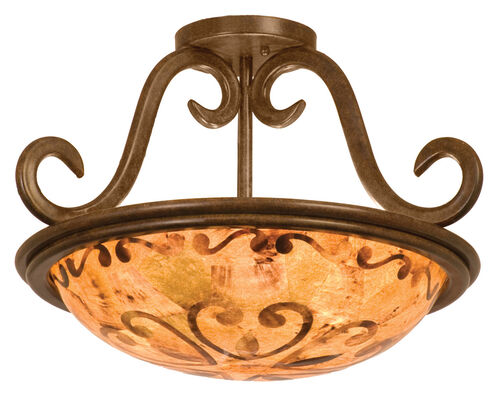 Santa Barbara 3 Light 19 inch Tortoise Shell Semi Flush Mount Ceiling Light