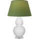Double Gourd 30 inch 150 watt Daisy Glazed Ceramic with Lucite Base Table Lamp Portable Light in Tea Green with Taupe