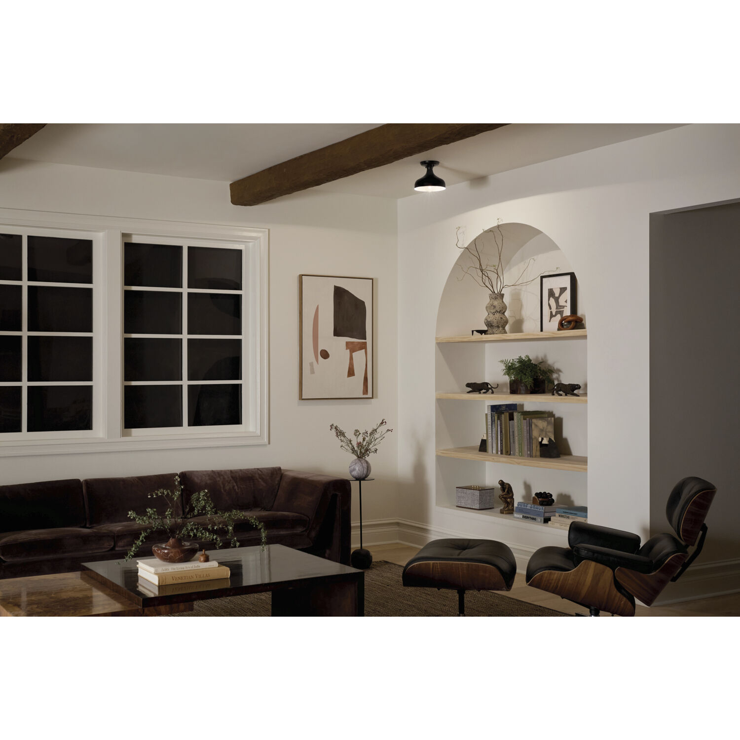 Sisu LED 8 inch Black Semi Flush Mount Ceiling Light