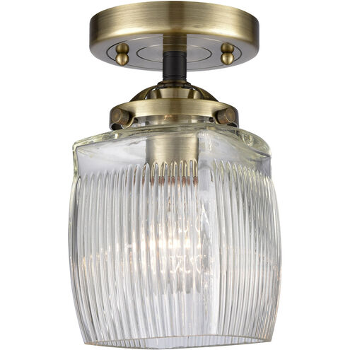 Nouveau Colton LED 6 inch Black Antique Brass Semi-Flush Mount Ceiling Light, Nouveau