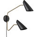 Stanley 20 inch 60.00 watt Matte Black and Brushed Gold Swingarm Sconce Wall Light
