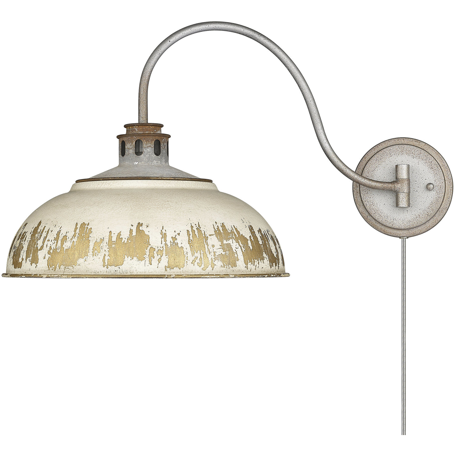 Kinsley 1 Light 14 inch Aged Galvanized Steel Swing Arm Wall Lamp Wall Light in Antique Ivory