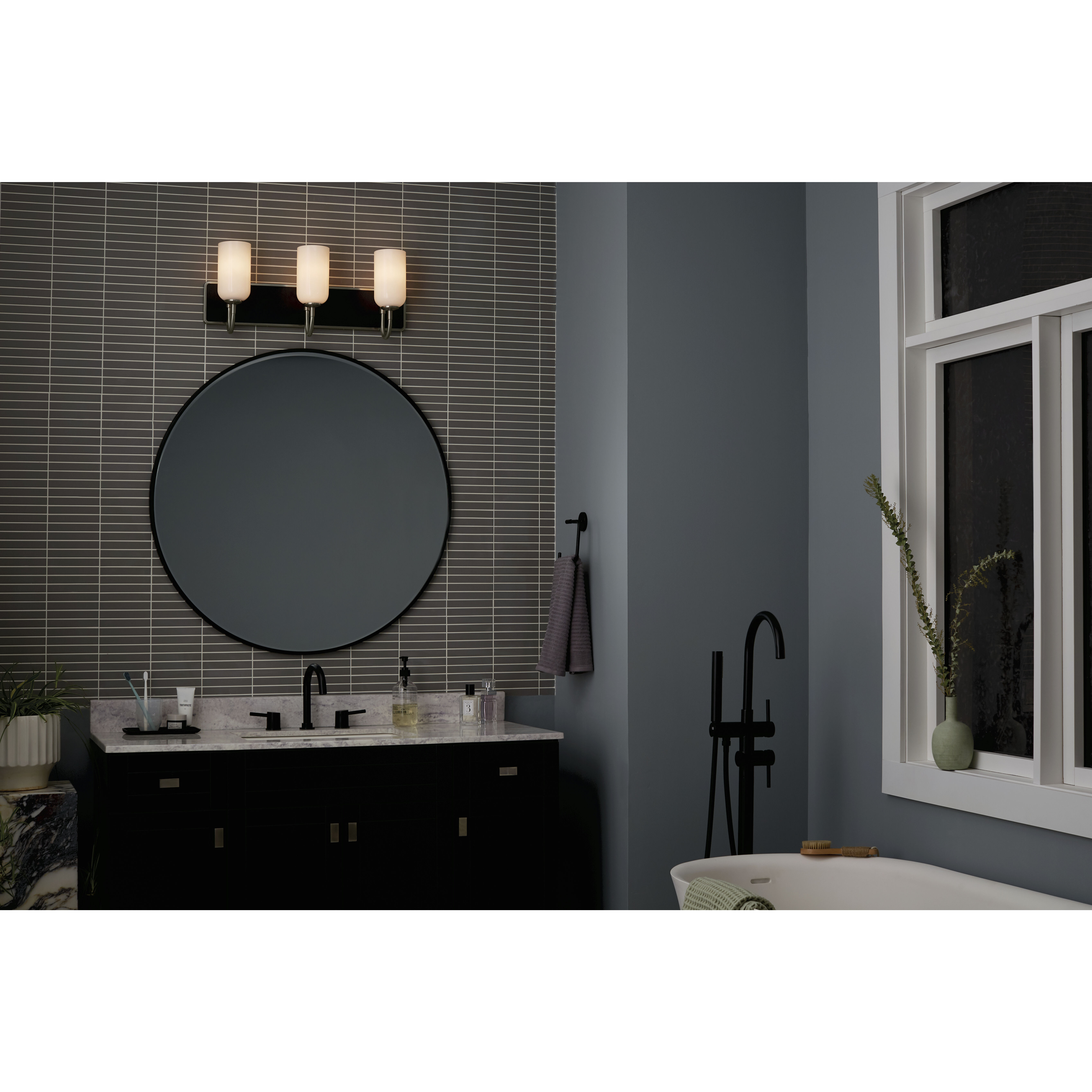 Solia LED 24 inch Brushed Nickel with Black Bathroom Vanity Light Wall Light