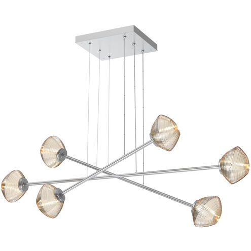 Mesa LED Classic Silver Linear Multi-Pendant Ceiling Light in 3000K LED, Amber, Triple Moda