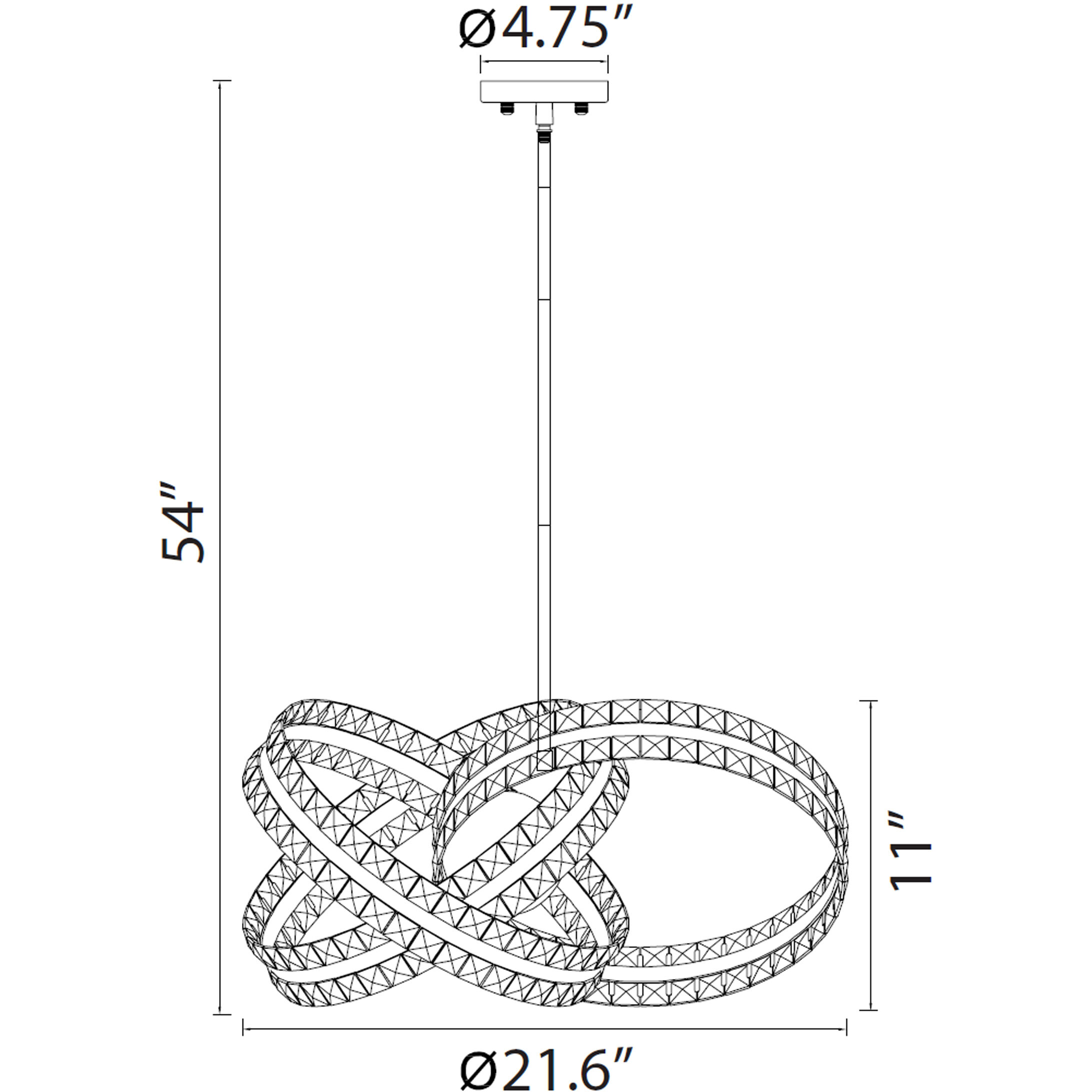 Knot 6 Light 21.6 inch Matte Black Pendant Ceiling Light