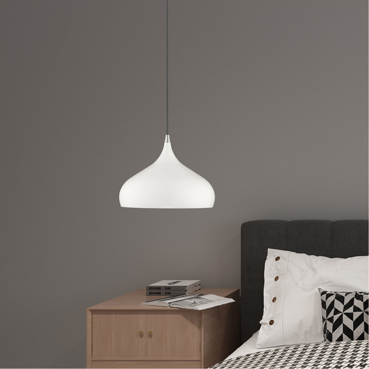Allison 1 Light 12 inch Shiny White Mini Pendant Ceiling Light