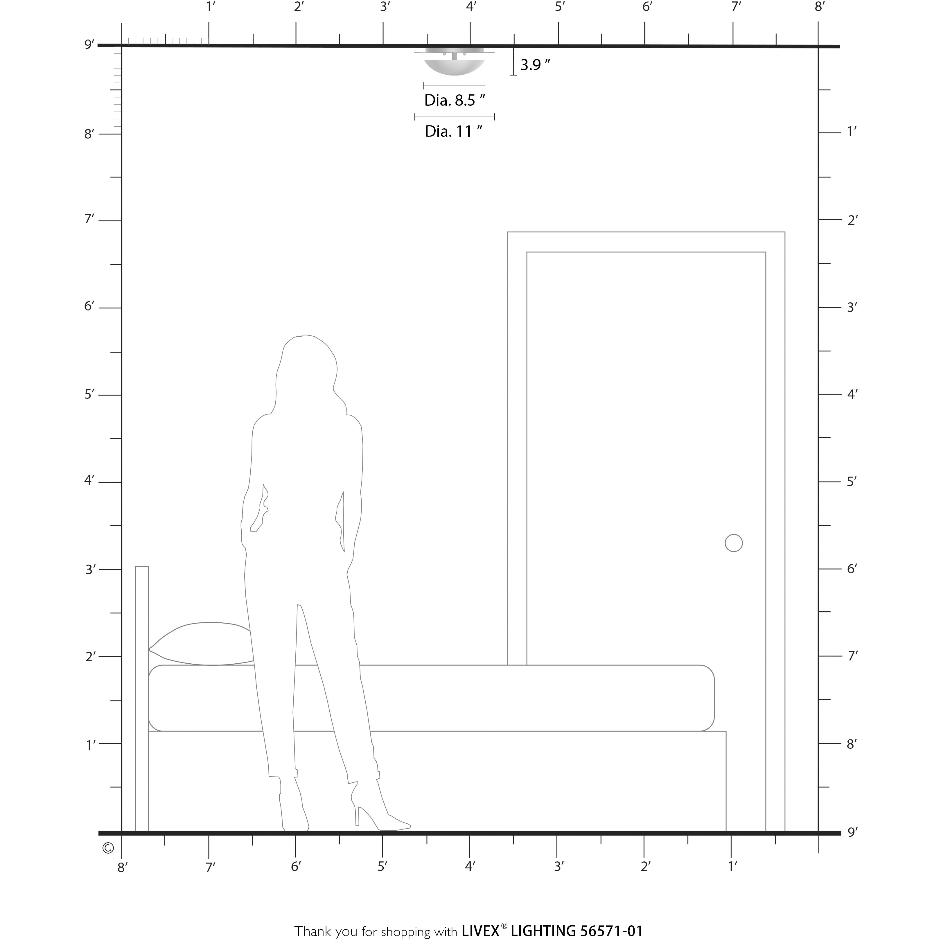 Ventura 2 Light 11 inch Antique Brass Semi-Flush/Wall Sconce Ceiling Light, Medium