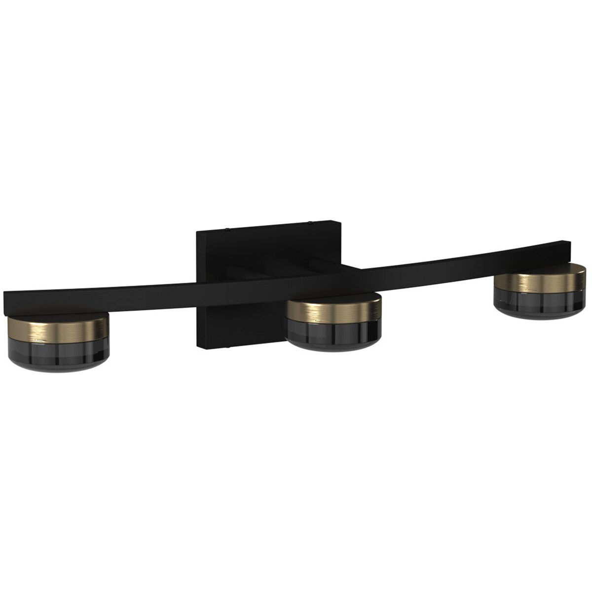 EVOLV LED 24 inch Matte Black with Brass Accents Bath Bar Wall Light in Matte Black / Brass Ring, Puck Family