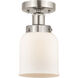 Bell 1 Light 6.5 inch Brushed Satin Nickel Semi-Flush Mount Ceiling Light