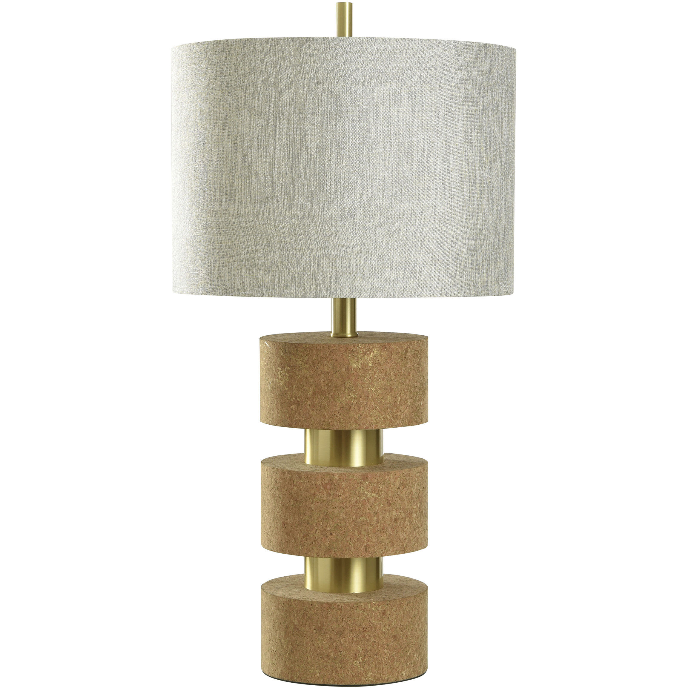 Strata Cork 37.5 inch 150 watt Brown and Brass and Light Grey Table Lamp Portable Light