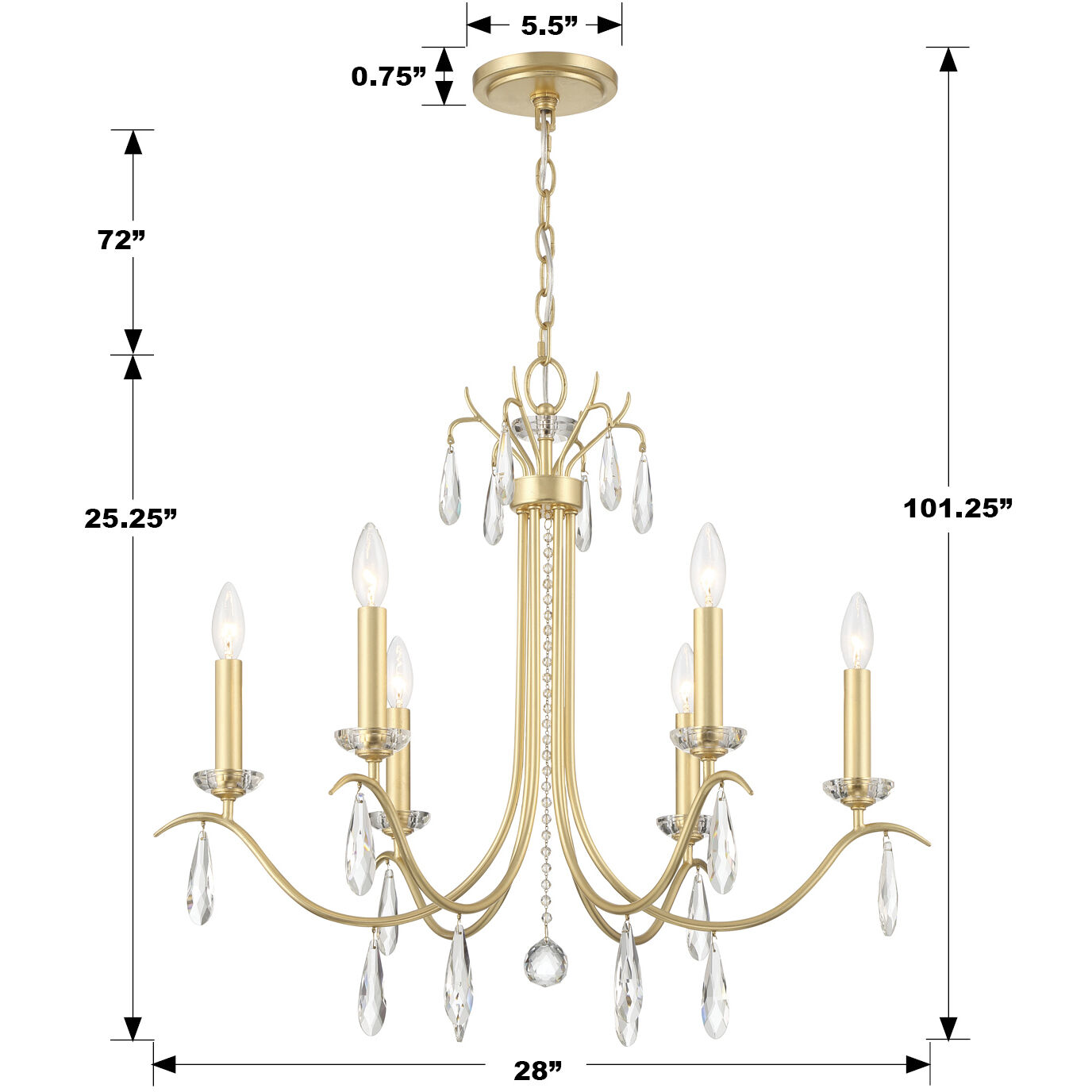 Rollins 6 Light 28 inch Antique Gold Chandelier Ceiling Light