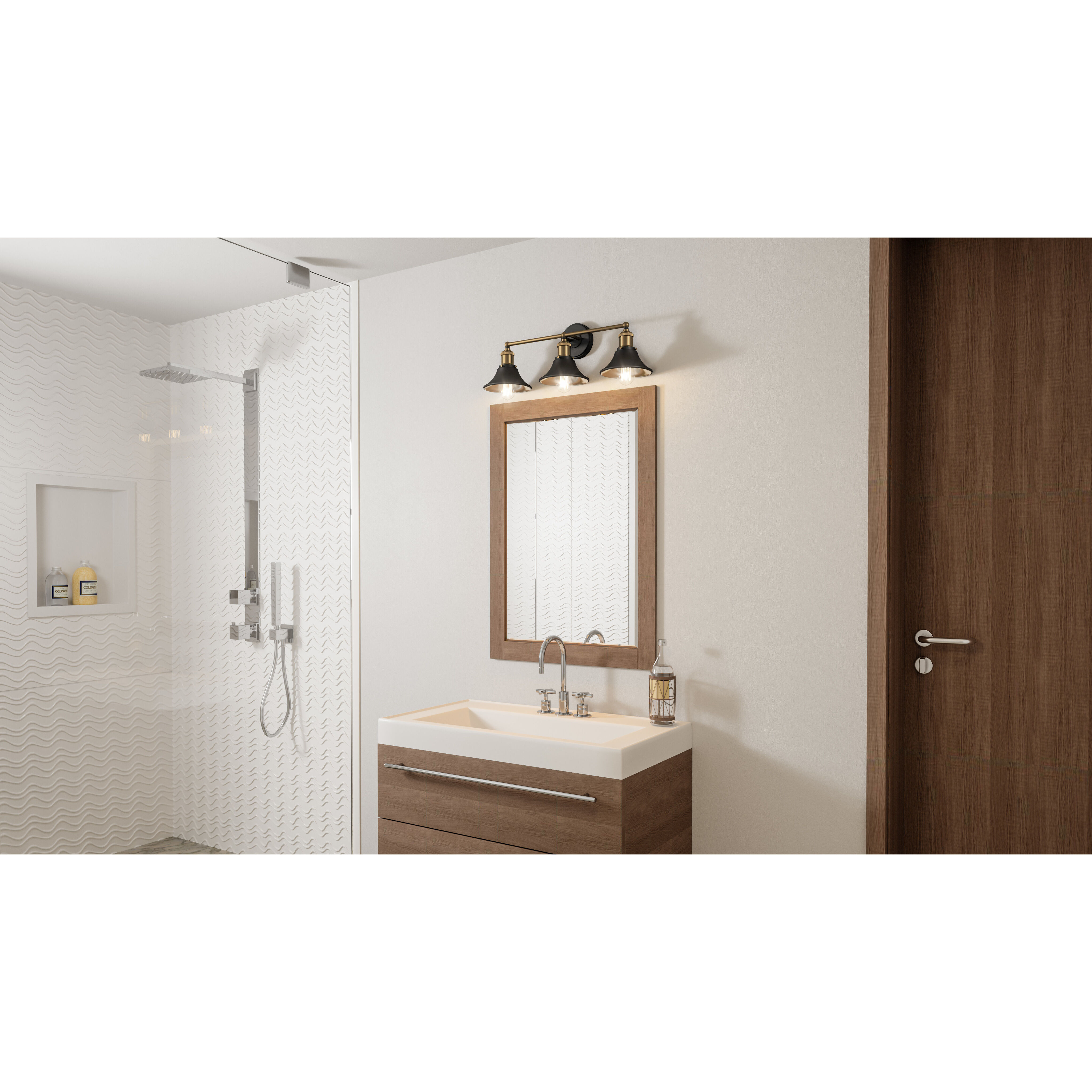 Trafalgar 3 Light 24 inch Matte Black Bath Light Wall Light