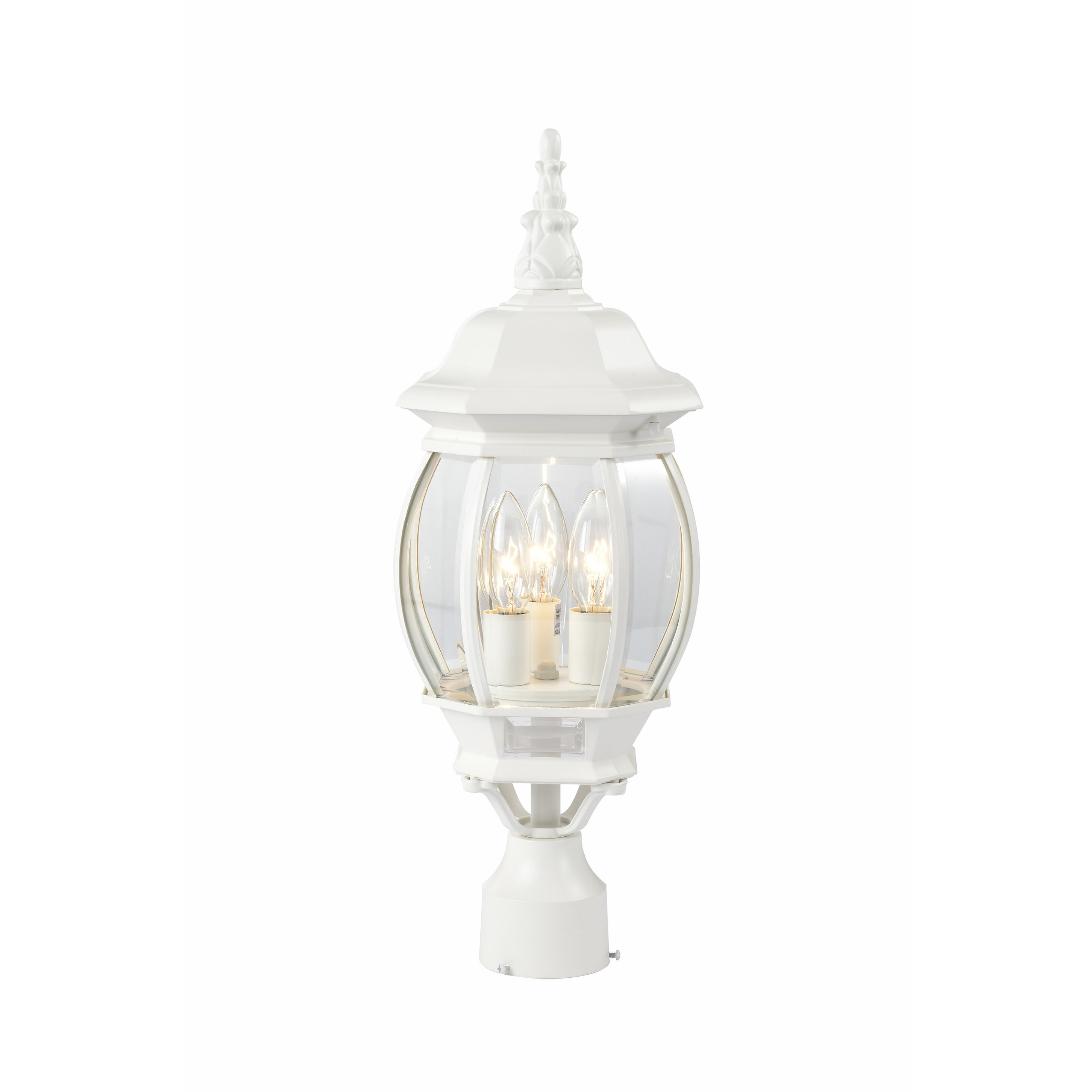 Central Park 3 Light 21 inch White Outdoor Post Lantern