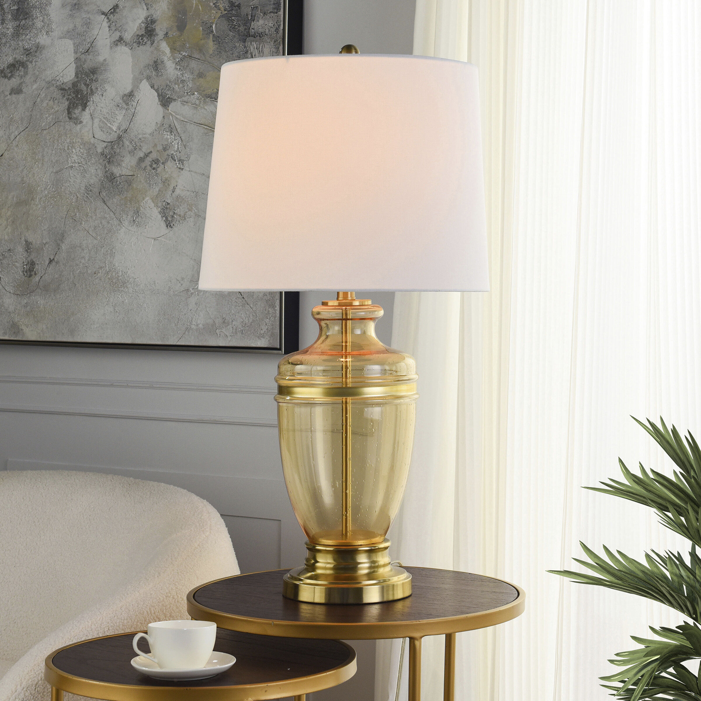 Cameron 30 inch 100 watt Opulence Gold and Off-White Table Lamp Portable Light