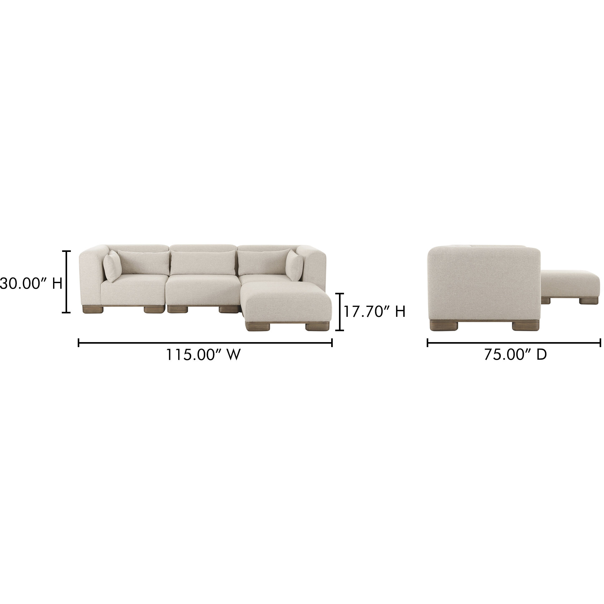 June Beige Modular Sectional, Lounge