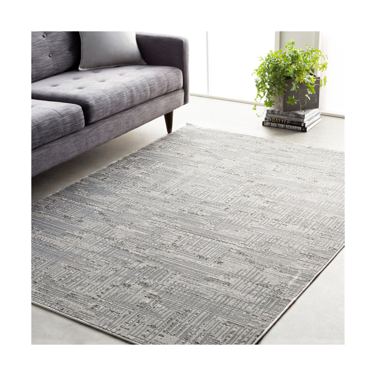 Amadeo 87 X 63 inch Light Gray/Cream/Medium Gray/Dark Brown Rugs, Polypropylene and Polyester