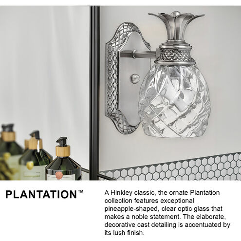 Plantation 3 Light 21 inch Polished Antique Nickel Vanity Light Wall Light