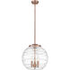 Ballston Athens Deco Swirl 3 Light 15.75 inch Antique Copper Statement Pendant Ceiling Light in Incandescent, Clear Deco Swirl