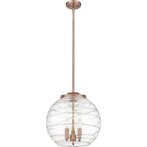 Ballston Athens Deco Swirl 3 Light 15.75 inch Antique Copper Statement Pendant Ceiling Light in Incandescent, Clear Deco Swirl