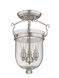 Jefferson 3 Light 10 inch Brushed Nickel Semi-Flush Mount Ceiling Light