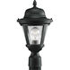 Westport 1 Light 16 inch Textured Black Outdoor Post Lantern in Clear Seeded, Small