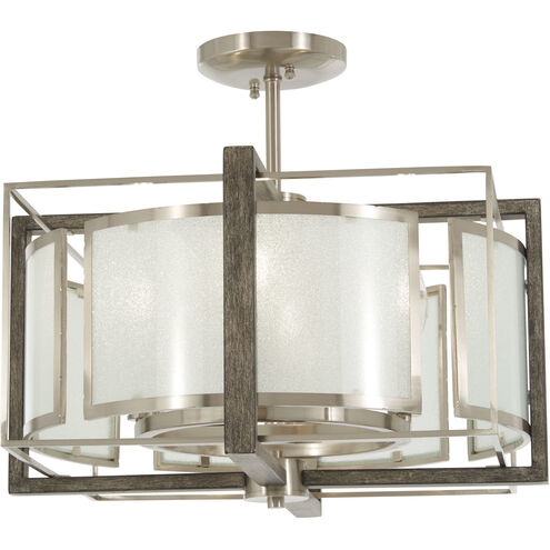 Tyson's Gate 4 Light 17 inch Brushed Nickel/Shale Wood Pendant Ceiling Light, Convertible