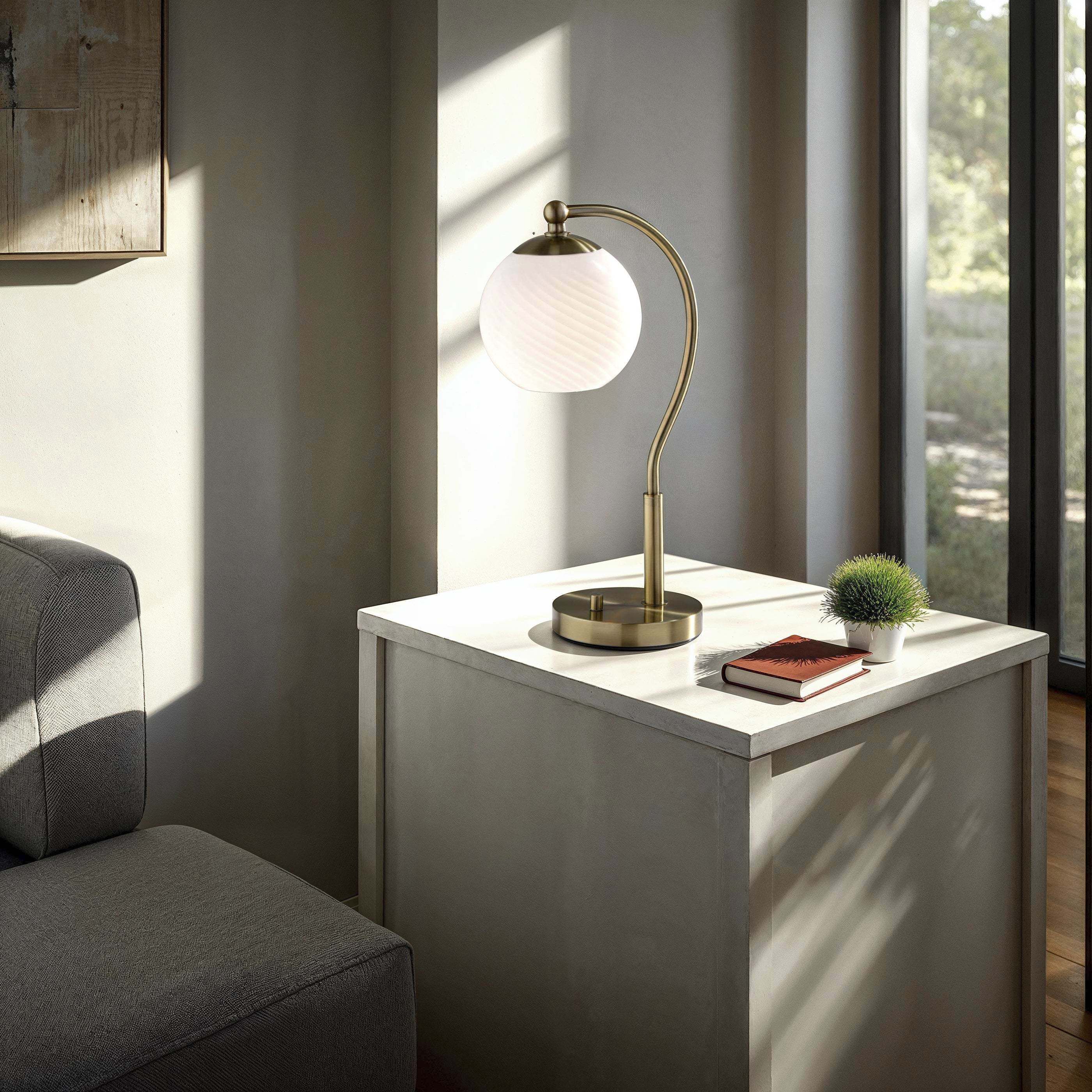 Swirl 21.63 inch 40.00 watt Antique Brass Desk Lamp Portable Light