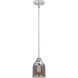 Nouveau 2 Bell LED 5 inch Polished Chrome Mini Pendant Ceiling Light in Plated Smoke